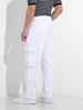 Men's White Relaxed Fit Solid Utility Jeans