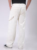 Men's White Relaxed Fit Solid Mid-Rise Loose Baggy Carpenter Denim