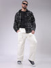 Men's White Relaxed Fit Solid Mid-Rise Loose Baggy Carpenter Denim