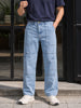 Men's Blue Regular Tapered Fit Solid Utility Jeans