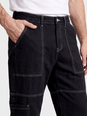 Men's Black Relaxed Fit Solid Casual Jeans