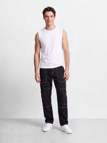 Men's Black Relaxed Fit Solid Casual Jeans