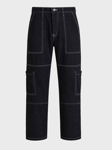 Men's Black Relaxed Fit Solid Casual Jeans