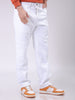 Men's White Dad Fit Solid Mid-Rise Jeans