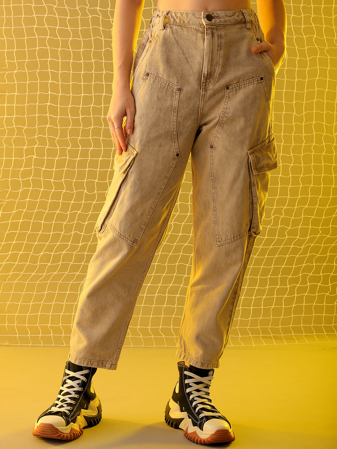 Shop Women's Khaki Anti Fit Solid Jeans Online.