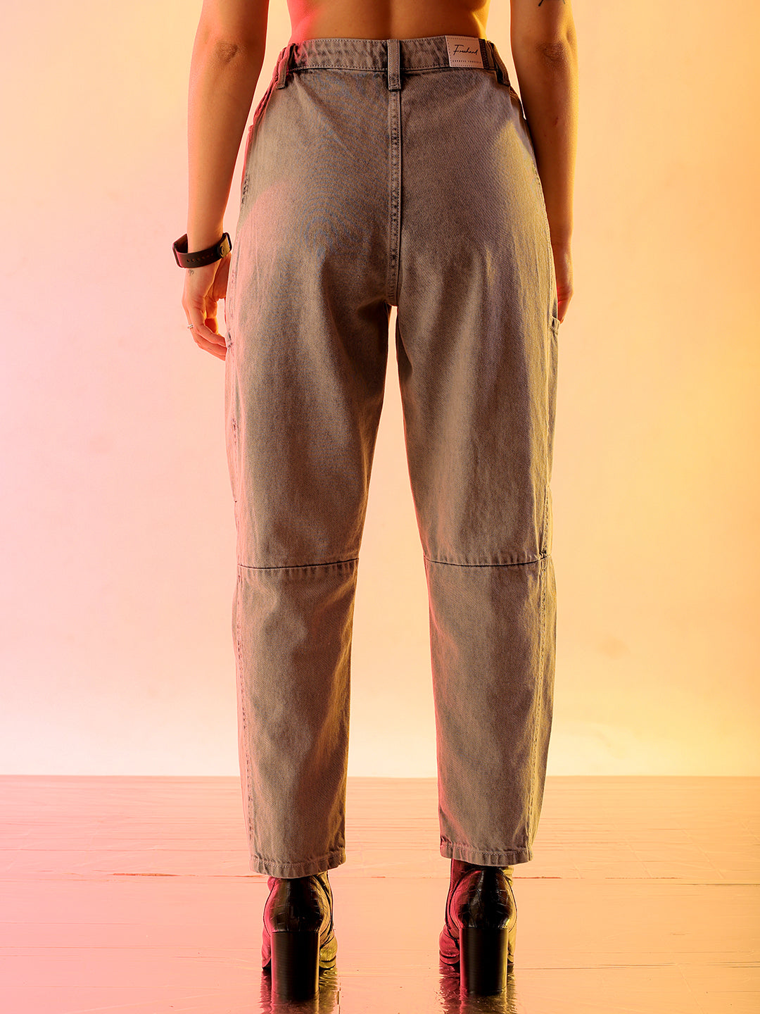 Shop Women's Grey Solid Anti Fit Utility Jeans Online.