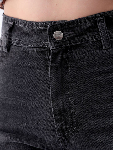 Women's Grey Bootcut Solid High Rise Clean Look Jeans