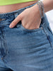 Women's Blue Bootcut Solid High Rise Distressed Jeans