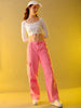 Shop Women's Pink Relaxed Solid Jeans Online.