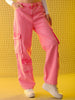 Shop Women's Pink Relaxed Solid Jeans Online.