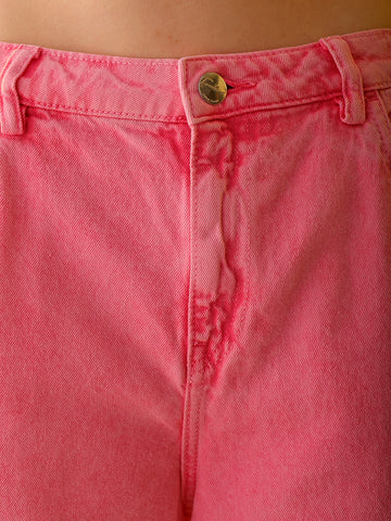 Shop Women's Pink Relaxed Solid Jeans Online.