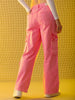 Shop Women's Pink Relaxed Solid Jeans Online.