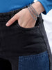 Women's Black Carpenter Fit Solid High Rise Clean Look Cargo Denim