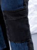 Women's Black Carpenter Fit Solid High Rise Clean Look Cargo Denim