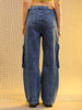 Women's Blue Carpenter Fit Solid Jeans