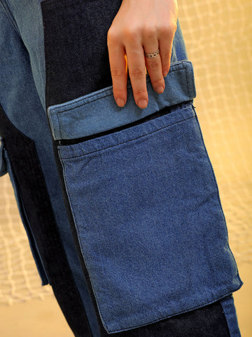 Women's Blue Carpenter Fit Solid Jeans
