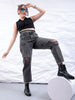 Women's Black Straight Fit Solid High Rise Distressed Jeans