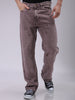 Men's Purple Relaxed Straight Fit Patched Mid-Rise Jeans