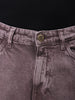 Men's Purple Relaxed Straight Fit Patched Mid-Rise Jeans