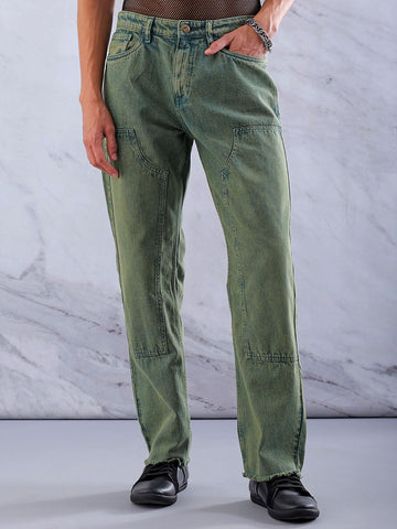Shop Men's Solid Relaxed Straight Fit Jeans Online.
