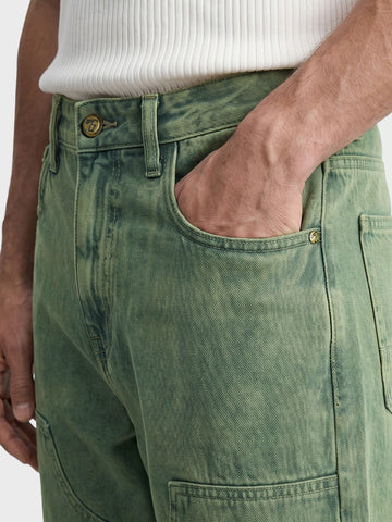 Men's Green Relaxed Fit Solid Casual Jeans