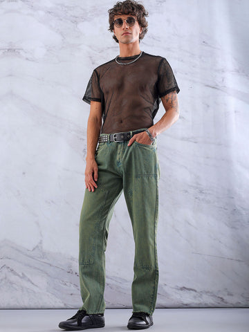 Shop Men's Solid Relaxed Straight Fit Jeans Online.