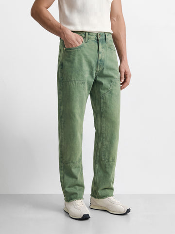 Men's Green Relaxed Fit Solid Casual Jeans
