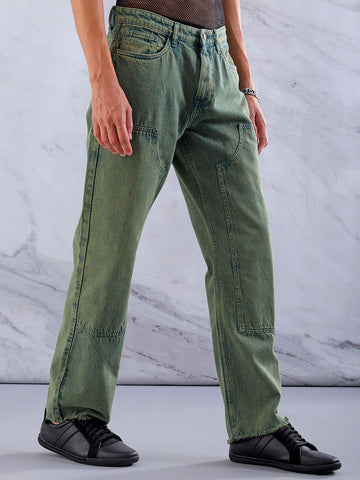 Shop Men's Solid Relaxed Straight Fit Jeans Online.