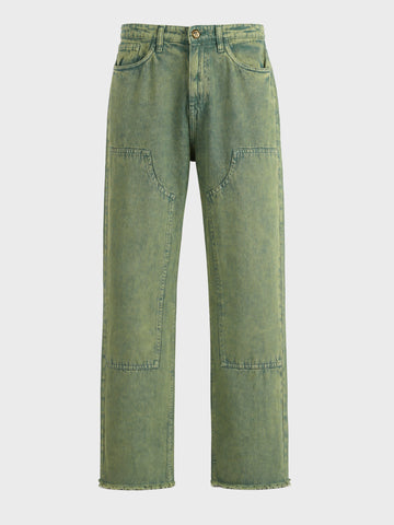 Men's Green Relaxed Fit Solid Casual Jeans