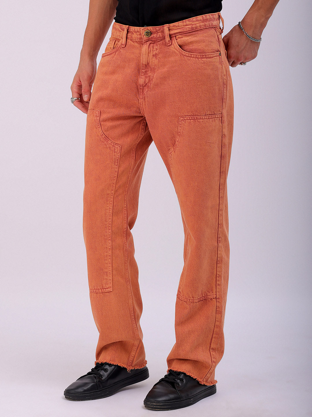 Shop Men's Solid Relaxed Straight Fit Jeans Online.