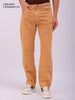 Men's Brown Relaxed Straight Fit Patched Mid-Rise Jeans