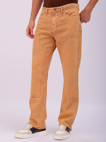 Shop Men's Solid Relaxed Straight Fit Jeans Online.