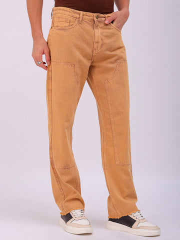 Shop Men's Solid Relaxed Straight Fit Jeans Online.