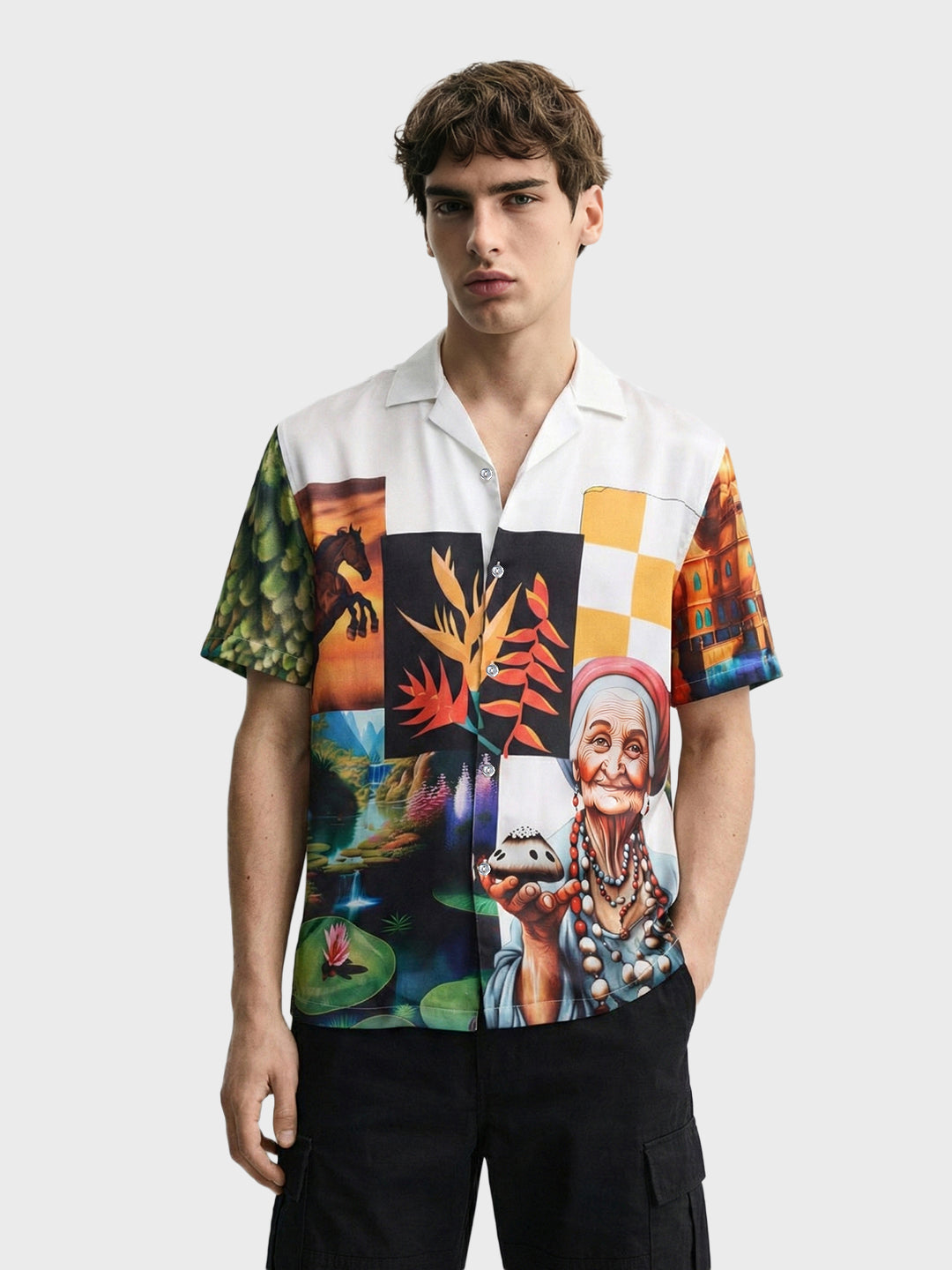 Men's White Relaxed Fit Character Casual Shirt