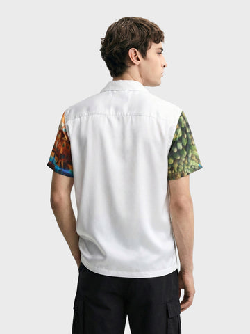 Men's White Relaxed Fit Character Casual Shirt