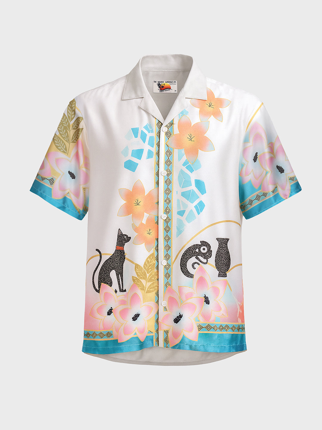 Men's Multicolor Relaxed Fit Border Print Resort Wear Shirt