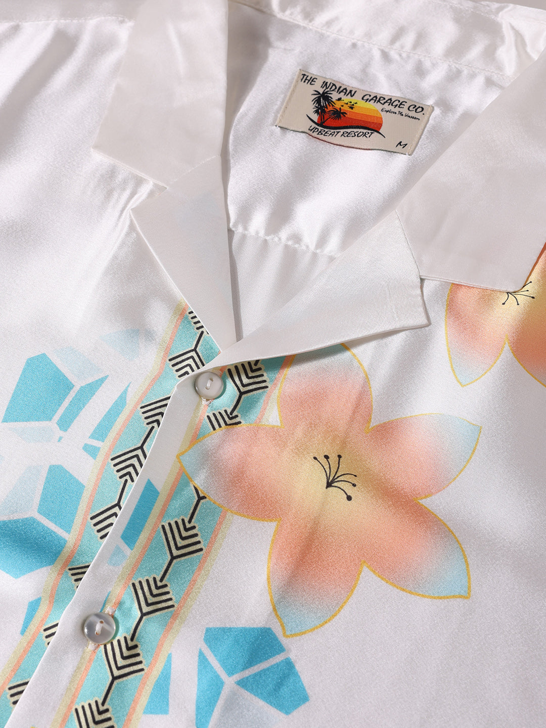 Men's Multicolor Relaxed Fit Border Print Resort Wear Shirt