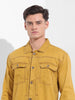 Men's Yellow Regular Fit Solid Vintage Shirt