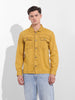 Men's Yellow Regular Fit Solid Vintage Shirt