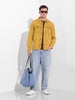 Men's Yellow Regular Fit Solid Vintage Shirt