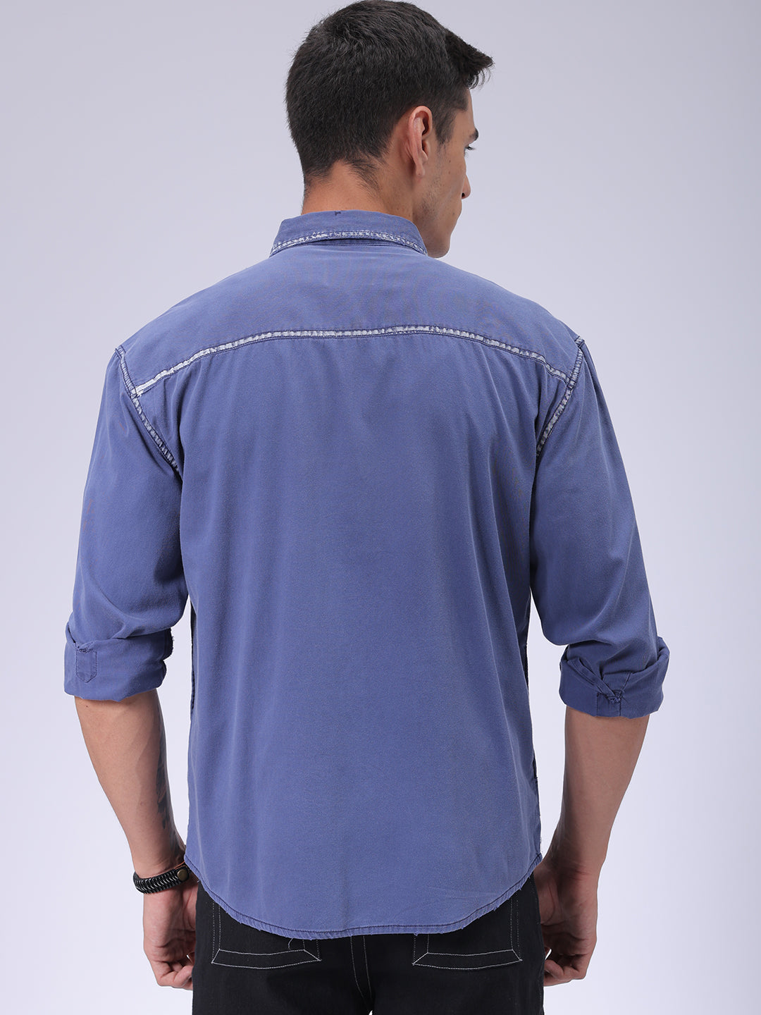 Men's Navy Blue Regular Fit Vintage Shirt