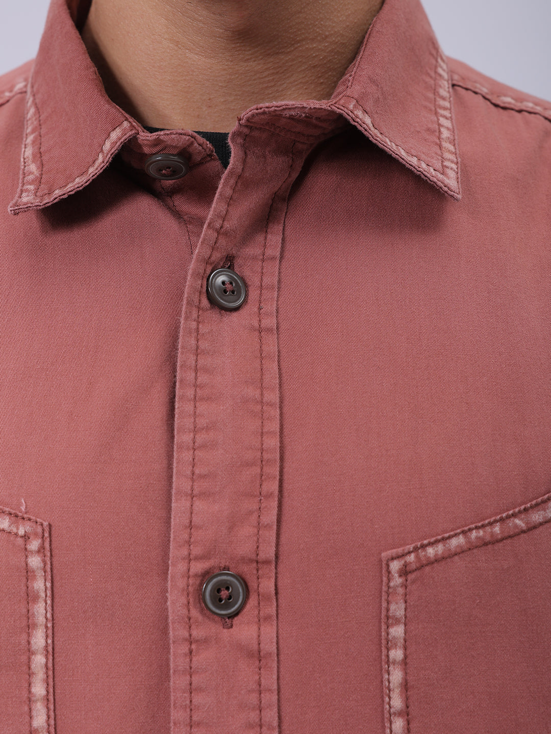 Men's Burgundy Regular Fit Vintage Shirt