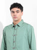 Men's Light Green Regular Fit Solid Vintage Shirt