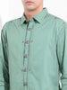 Men's Light Green Regular Fit Solid Vintage Shirt