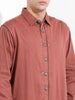 Men's Maroon Regular Fit Solid Vintage Shirt