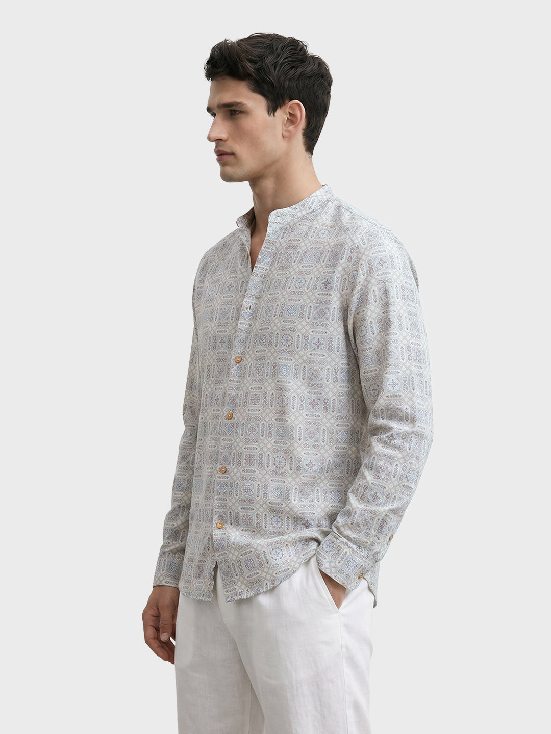 Men's Blue Printed Shirt