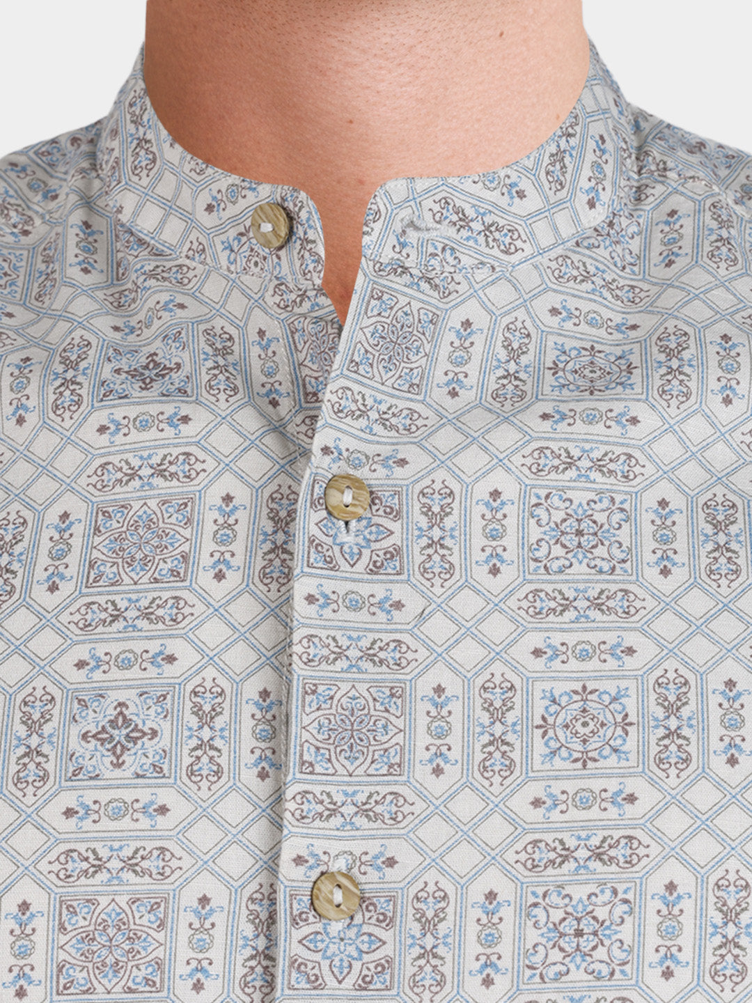 Men's Blue Printed Shirt