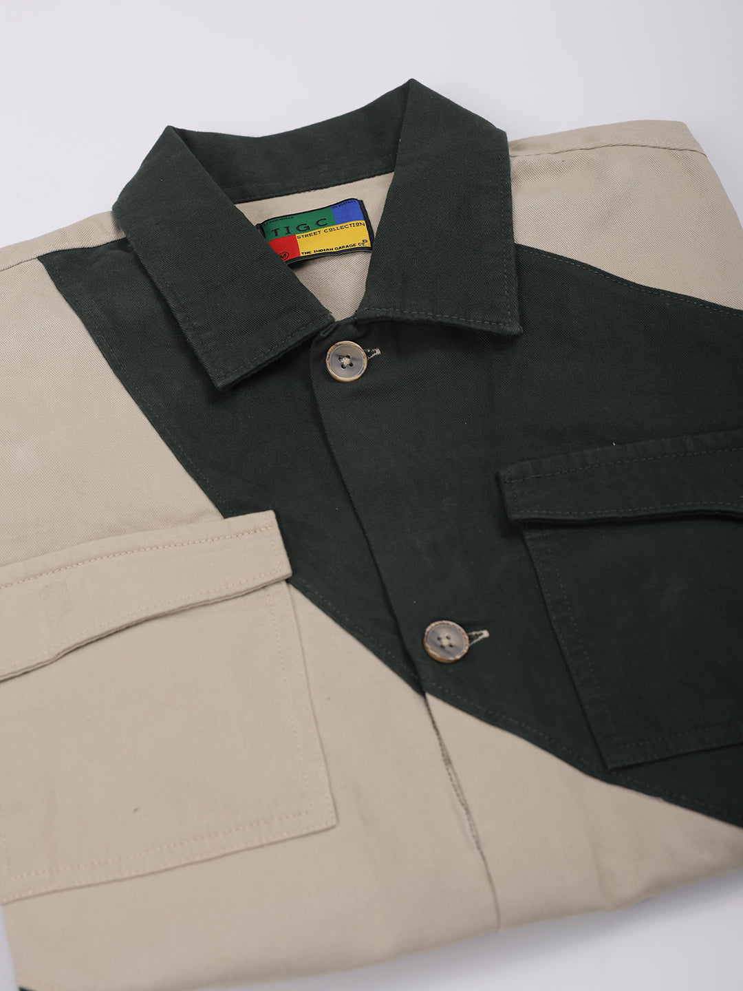 Men's Colourblocked Regular Fit Overshirt