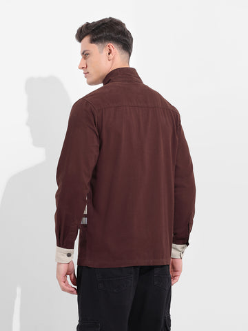 Men's Maroon Regular Fit Graphic Printed Street Wear Shirt