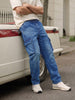 Men's Blue Regular Fit Solid Utility Jeans